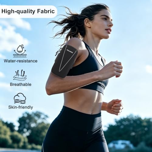 Phone Holder for Running Women Men, Large Capacity Armband 7.5” Blk - color: 01 - Black
