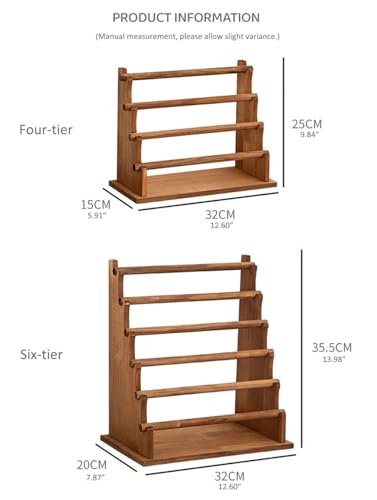 Multi-Tier Wooden Washi Tape & Sticker Organizer, Desktop Display Rack for Craft Storage, Jewelry Bracelets, Ribbons - Gift for Planner Enthusiasts H-6 - size: 6-Tier