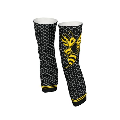 Leg Sleeves with Anti Slip Silicone Compression Leg Sleeves Cycling Leg Sleeves Adjustable Zipper - color: Bee, size: Large
