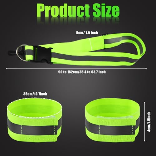 Reflective Running Gear & Reflective Armband, High Visibility Belt Reflective Shoulder Strap Reflector Arm Band Reflective Belt Sash for Walking Hiking Biking Body Wrist(13.78x1.57 inch)