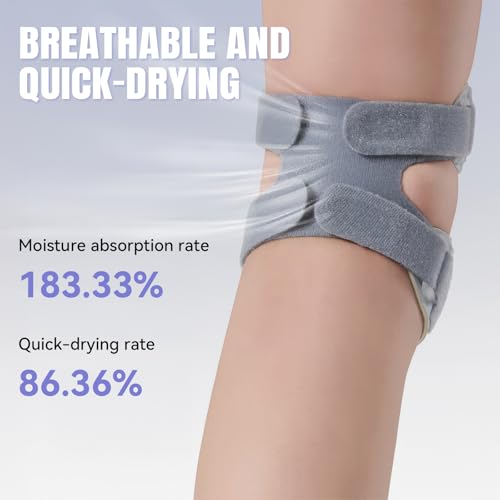 Knee Brace with Patella Knee Strap – Adjustable Compression Support Sleeve for Men & Women, Breathable Knee Brace for Running & Basketball, Patella Knee Brace for Pain Relief (Black)