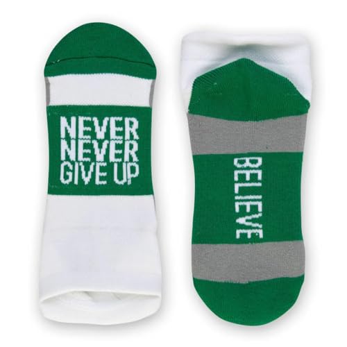 Gone For a Run Motivational Ankle Running Socks - Affirmation Runners Gifts - color: Never Never Give Up (Green)