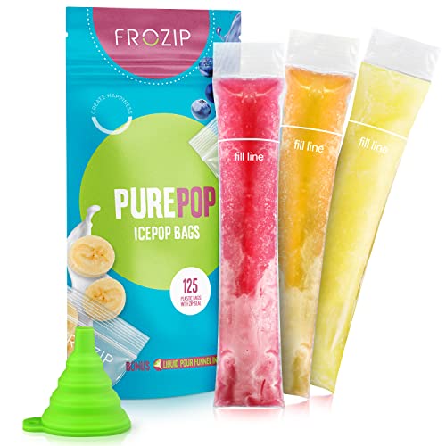 Disposable Ice Popsicle Mold Bags - 125, BPA Free Freezer Tubes, Zip Seals