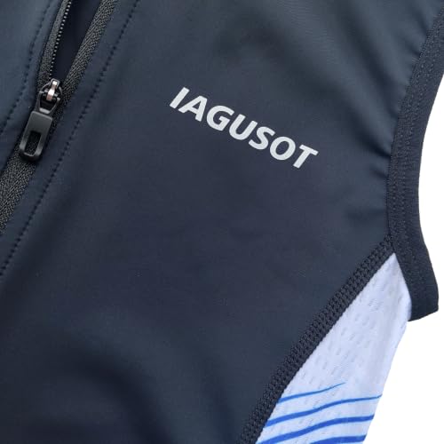 Boys Triathlon Suit Youth Racing Tri Skin Suit for Cycling Swim Run - color: Black/Blue-1, size: Medium