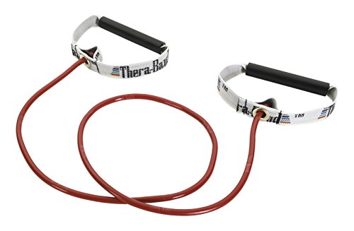 THERABAND Resistance Tubes, Exercise, Gym Band, Physical Therapy, 48", Red - color: Red - Medium