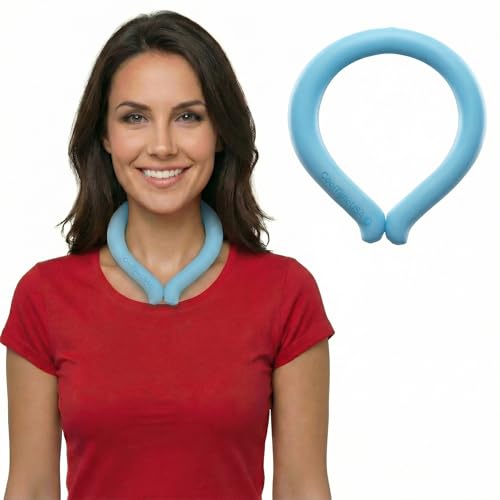 CoolTimeUSA Neck Cooling Tube | Wearable Cooling Neck Wraps for Summer Heat I Hands Free Cold Pack | Reusable Cooler (Blue) - color: Blue