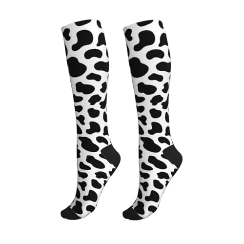 Compression Socks Knee High Support Stockings Women Men - color: Cow Print
