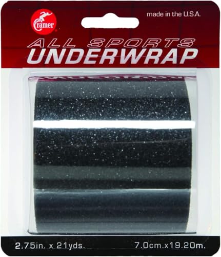 Cramer Tape Underwrap, Single Roll, Black, Non-Latex Pre Wrap to Protect Skin from Irritation and Discomfort Caused by Athletic Tape, Tearable Sports Wrap, Non-Adhesive, 2.75" x 21 Yards - color: Black