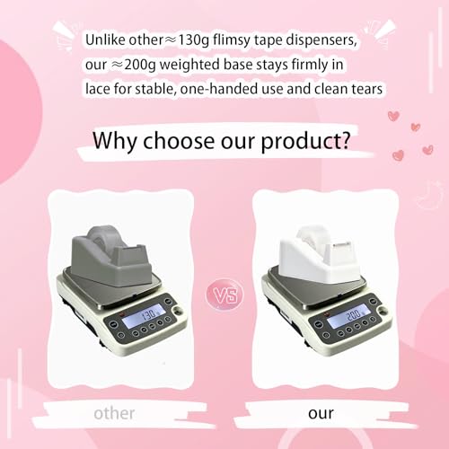 Tape Dispenser Desk,Desktop Tape Dispenser, Tape Dispenser with Weighted Non-Skid Base, Includes 6 Rolls Transparent Tape (0.71" x 1000"),Heavy Duty Tape Holder for Office, Home, School(White) - color: White