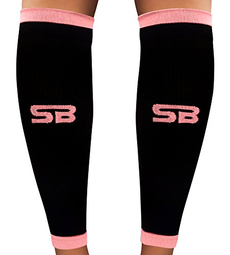 SB SOX Compression Calf Sleeves (20-30mmHg) - color: Black/Pink, size: Medium