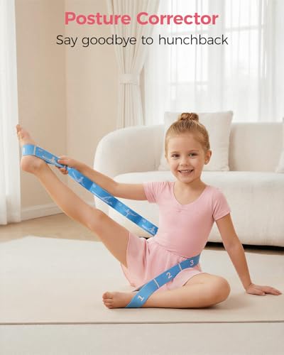Slim Panda 2 PCS Stretch Strap for Kids Gymnastics Multi-Loop Elastic Strap for Ballet, Latin, Dance, Yoga, Children Flexibility Training & Exercise Resistance Yoga Band- 8 Loops - color: Blue&Purple