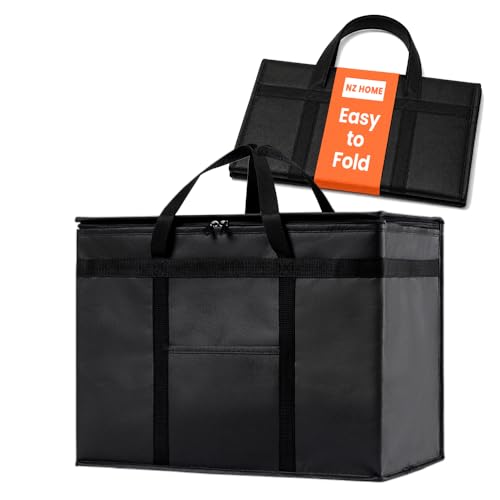 NZ home Insulated Food Delivery Bag, Grocery Cooler & Catering Tote - color: Black, size: XL Plus