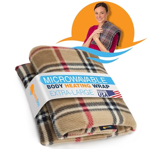 SunnyBay Extra Large Microwave Heating Pad, Microwavable Heavy Weighted Full Body Moist Hot Pack and Washable Fleece Cover, 10x24 Inches, 2.8 lbs (London) - color: Unscented London