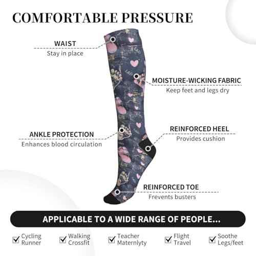 FREEHOTU Compression Knee High Socks for Women/Men Circulation 15-20 Mmhg - color: Labor and Delivery