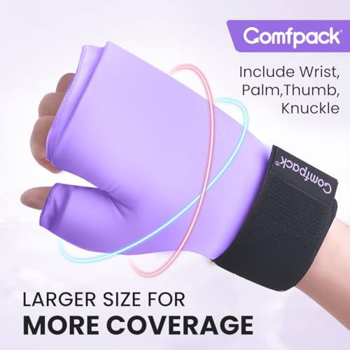 Comfpack Hand Ice Pack Glove for Arthritis, Thumb Wrist Ice Pack Wrap for Carpal Tunnel, Reusable Gel Hot Cold Therapy Pain Relief for Tenosynovitis, Swelling, Surgery, Tendonitis - style: Purple