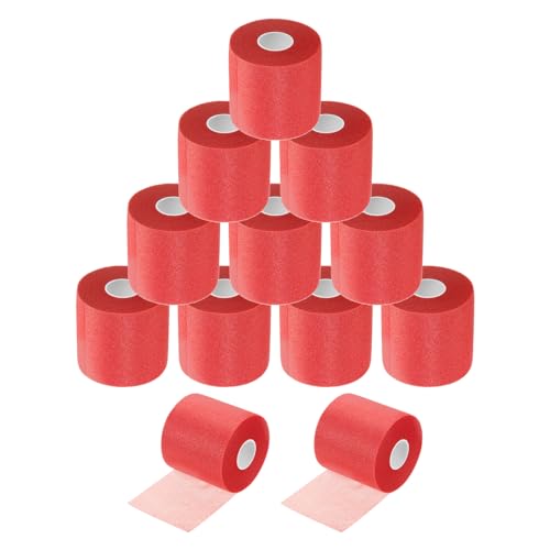 MECCANIXITY 12 Rolls Pre Wrap Athletic Tape 30 Yard x 2.8" Foam Under Wrap Tape Sports Prewrap Headband for Ankles Wrists Hands Knees - color: Red
