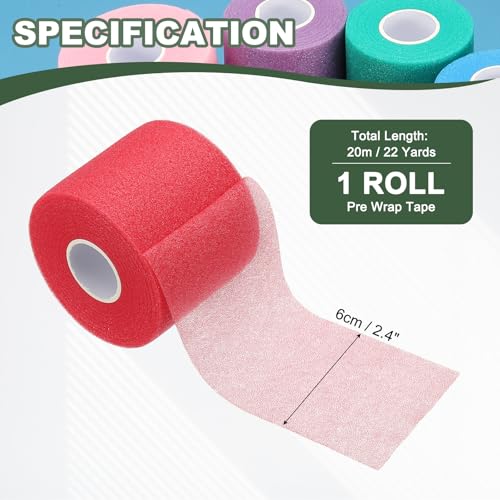 Pre Wrap Tape, Non-Slip Grip Cushion Wrap Prewrap Athletic Tape- Fitting for (Tennis- Badminton - Pickleball - Sports) - color: Rose Red