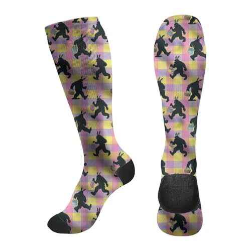 FREEHOTU Compression Knee High Socks for Women/Men Circulation 15-20 Mmhg - color: Easter Bigfoots