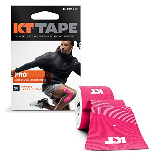 KT Tape, Pro Synthetic Kinesiology Athletic Tape, 20 Count, 10” Precut Strip - color: Hero Pink