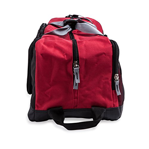 Champion Sports Lacrosse Equipment Bag – Heavy-Duty Nylon, Stick Compartment, Waterproof Bottom, Adjustable Strap, 44x15x13in - color: Red