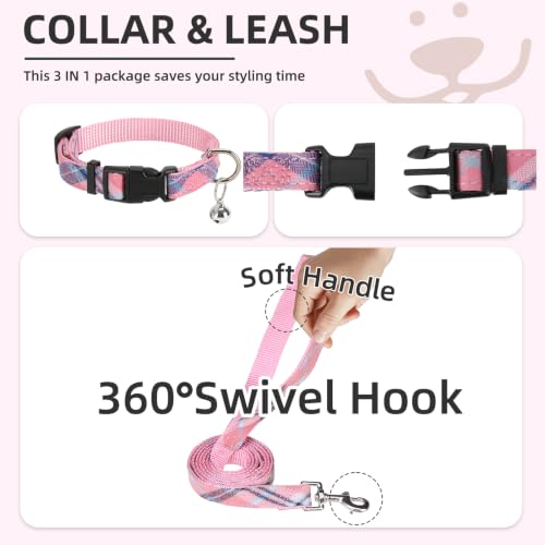 PUPTECK Dog Harness, Collar and Leash Set No Pull for Small Medium Sized - color: Pink, size: L (CHEST 18"-20")
