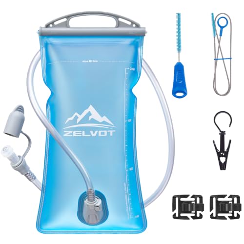 Zelvot 2L-3L Hydration Bladder Kit, 6 in1 Water Bladder with Cleaning Kit - color: Blue, size: 2L + Cleaning Kit