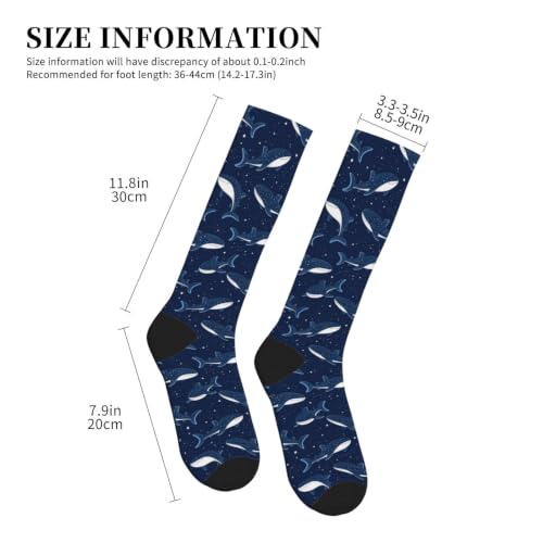 Compression Socks Knee High Support Stockings Women Men - color: Whale Shark