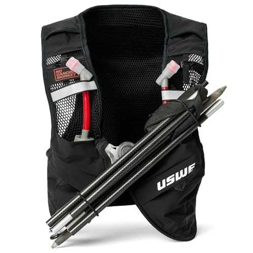 USWE Pace - Running Vest Hydration Pack with 2 x 500ml UltraFlask, Backpack for Men and Women - style: 8L, Black, Medium