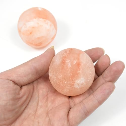2 Pcs Ball Himalayan Salt Massage Stones Hot Massage Cold Massage Stones Set Warm Rocks Kit for Facial SPA1.97IN - size: BALL SHAPE