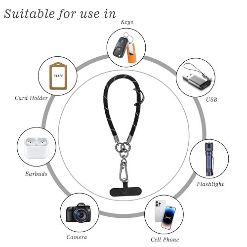 Cell Phone Wrist Strap Phone Lanyard Rope Wrist Lanyard Outdoor Activities - color: Black Reflective