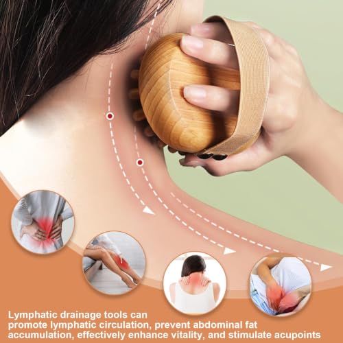 2pcs Wood Lymphatic Drainage Massager Body Gua Sha Brush Tool