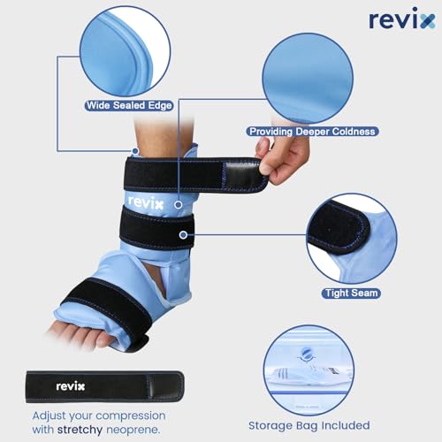 REVIX Extra Large Knee Ice Pack Wrap Around Entire Knee and REVIX Ankle Ice Pack Wrap for Foot Pain Relief and Feet Injuries
