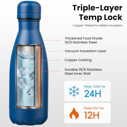 Konokyo 12 oz Insulated Stainless Steel Water Bottle, Blue - color: Blue, size: 12 Ounces