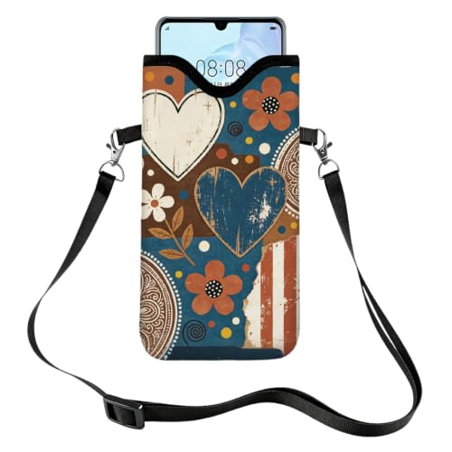 GLOBLELAND Pattern Cell Phone Sleeve Pouch Case Bag with Crossbody Strap Neck Lanyard for Women Men - color: Paisley Pattern