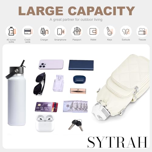 SYTRAH Water Bottle Bag Crossbody，Insulated Holder Purse - color: White