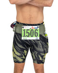 FlipBelt Men's Running Compression Shorts with Built-in Running Belt - color: Trail Pinnacle Black, size: X-Small