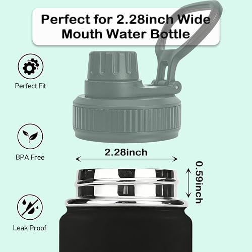 Lid Replacement Compatible with Thermoflask, Leak Proof lid Fits for Thermoflask 16 18 24 32 40 64oz Wide Mouth Bottle, Handle Easy to Carry, BPA Free.