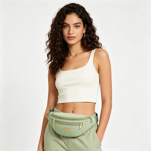 Fanny Pack Crossbody Bags for Women, Waist Pack Belt Bag Cross Body Purse for Running Sports Travel Hiking - Light Green - color: D Light Green