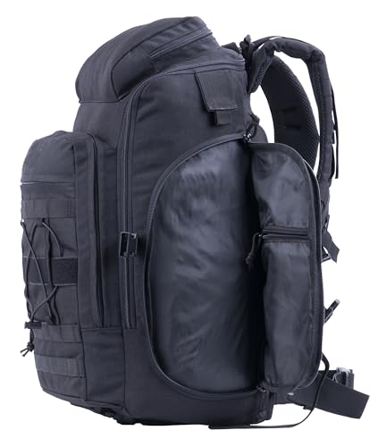 35L Tactical Backpack Military Rucksack MOLLE Quick-Access Flap EDC Pack for Hiking Camping Travel Work Bugout Emergency - color: Black