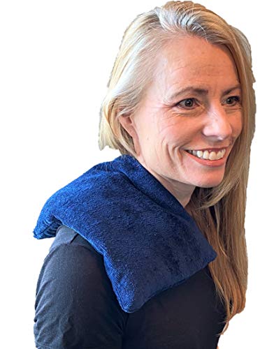 Microwavable Heating Pad, Rice Filled, Plush Cotton Cover, Natural, No Scents Added, Handcrafted in the USA, Back, Neck Pain, Arthritis, Cramps (Navy Blue) - color: Navy Blue Standard Single