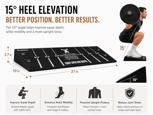 Squat Wedge Block, One-Piece Heel Elevated Slant Board for Squats