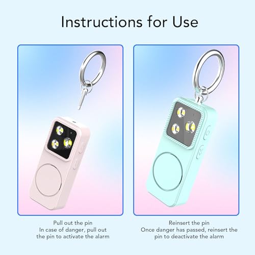 GOWENIC Personal Safety Alarm for Girls Women, 150dB Loud Alarm with LED Light, Comes with Anti Lost Keychain, Gifts for Women, Girls, Students, Night Running (Pink) - color: Pink