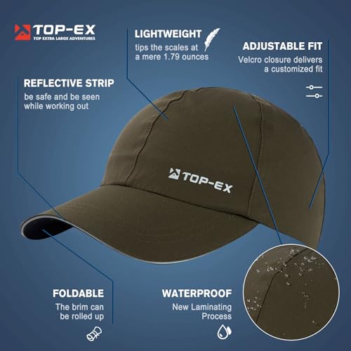 TOP-EX Oversize XL XXL XXXL Baseball Cap Waterproof Running Hat for Extra Large Heads Men - color: Army Green, size: X-Large