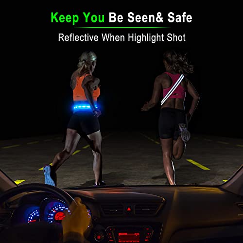 BSEEN LED Running Waist Belt - USB Rechargeable Reflective Glowing LED Waistband, Flashing Safety Light Belt for Runners, Joggers, Walkers, Pet Owners, Cyclists - color: Royal Blue