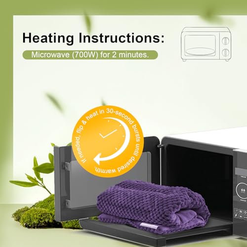 UNCN Microwave Weighted Moist Heating Pad Neck Back Cramps Large | 7x17 inch Large Cover | 2.2lbs Weighted Flax/Clay Beads | Even Heat Distribution | Soft Fleece | hot/Cold Reusable Therapy - color: Dark Purple