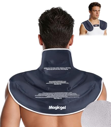 Magic Gel Ice Pack for Neck and Shoulders, Reusable Cervical Ice Pack Wrap for Neck Pain Relief, Flexible Gel Cold Pack for Shoulder Surgery Recovery, Rotator Cuff Injuries, Physical Therapy - Large - style: Large