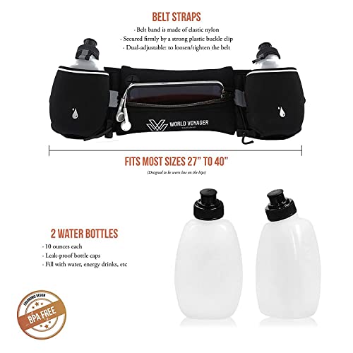 Premium Quality No Bounce Runners Hydration Belt With Reflectors, Smartphone Pocket & BPA free Water bottles