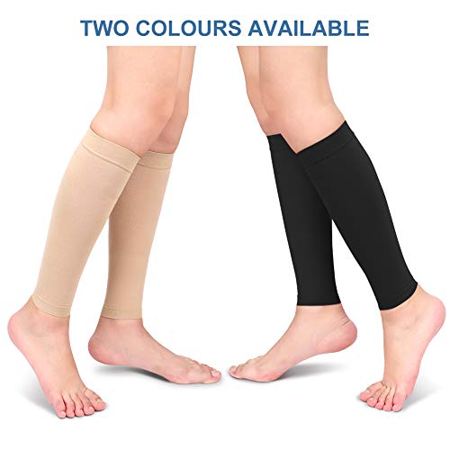 Compression Socks, 20-30mmHg Calf Compression Sleeves, Footless Compressed Socks for Varicose Veins, Shin Splints, Edema Recovery Maternity, Cycling Running Travel, Women & Men - color: Black, size: L