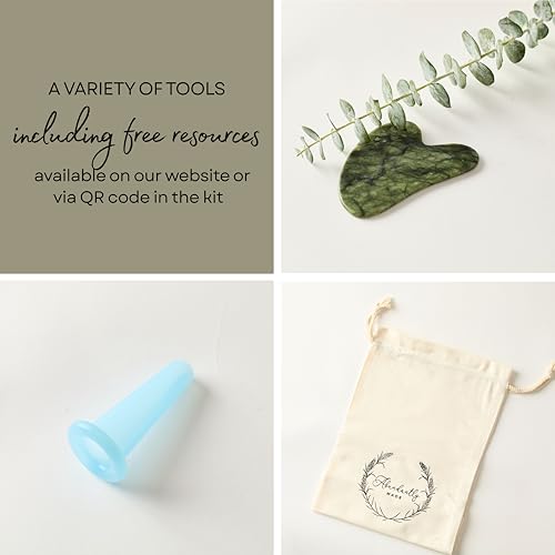 Abundantly Made 6-Piece Lymphatic Drainage Massage Kit | Dry Brush, Wooden Paddle, Rope Roller, Jade Gua Sha, Silicone Cup, Linen Bag & E-Book | Wood Therapy, Maderoterapia & Body Sculpting Tools