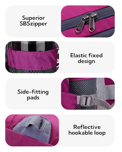 WATERFLY Fanny Pack Waist Bag: Fannie Pack 2 Water Bottle Holders Lumbar Belt Hiking Walking Running Jogging Camping Large Woman Man (Bottle Not Included) - color: Rose red